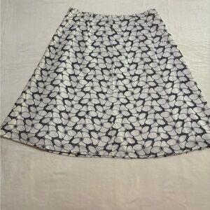 Kim Rogers Black and White Floral A-Line Skirt